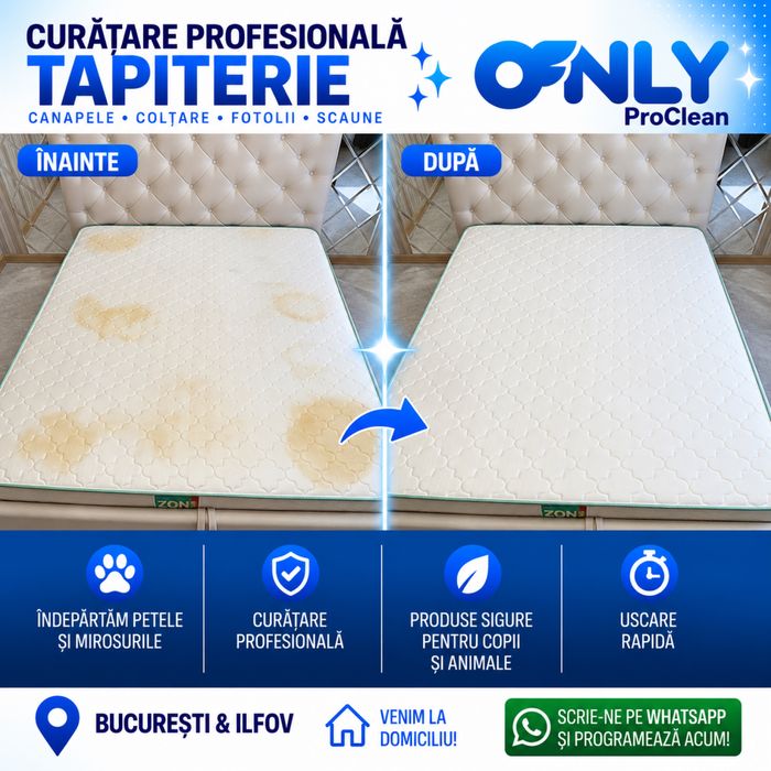Curățare canapele, saltele, fotolii, scaune și tapițerii – București, Ilfov