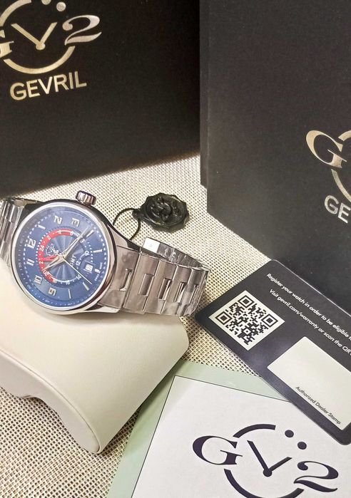 Ceas Gv2 By Gevril Giromondo Quartz Blue Dial GMT- 42302B Swiss Made