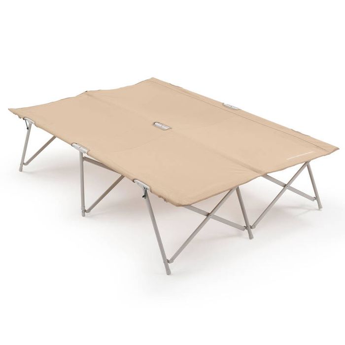Pat dublu camping Quechua Camp Bed Second 131 cm, stare impecabilă