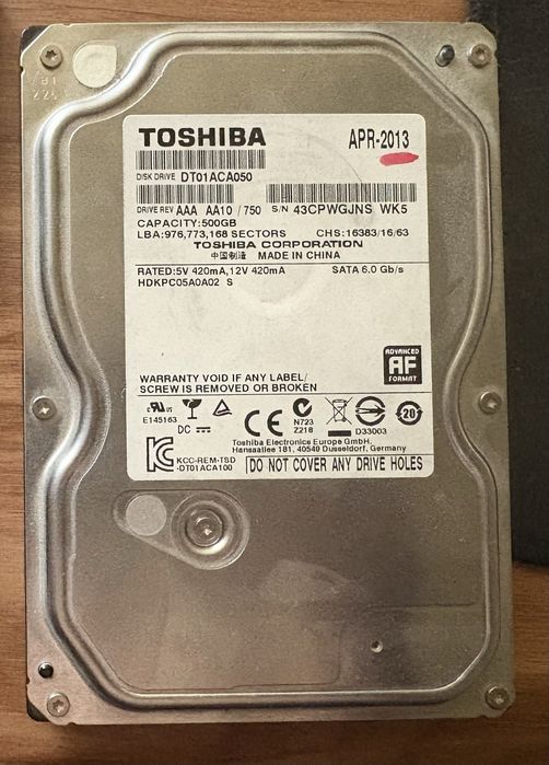 HDD Toshiba  500gb