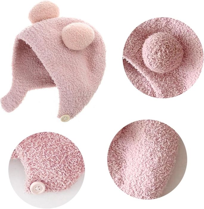 Тёплая розовая шапочка для девочек от 3-х месяцев