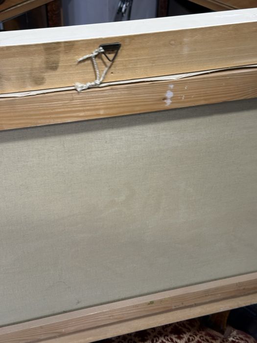 красива голяма картина ловна сцена маслени бои платно автор