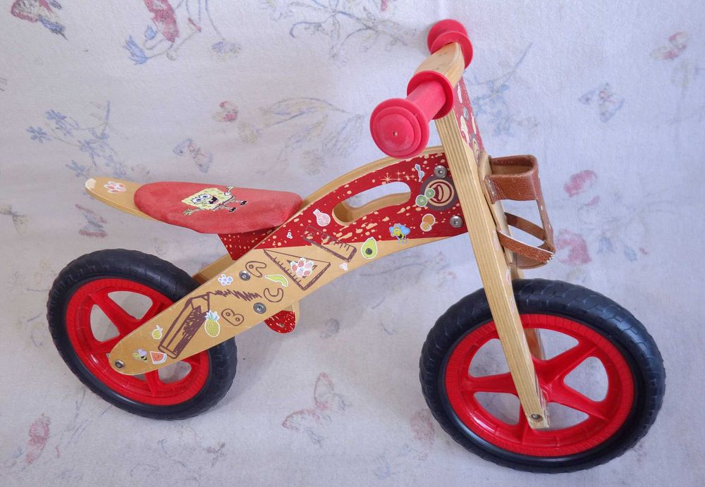 Bicicleta copii fara pedale balance bike lemn Sponge Bob