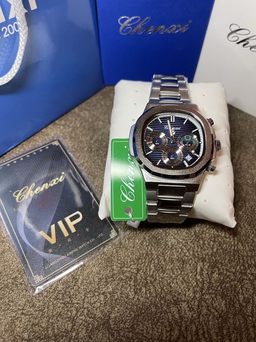 Chenxi Silver & Mattblack Chronograph Оригинал комплект