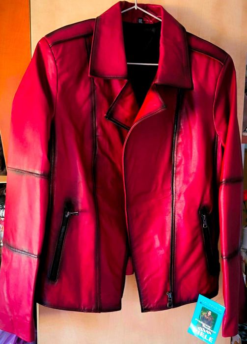 Geaca noua cu eticheta din piele naturala, Burgundy, XXL