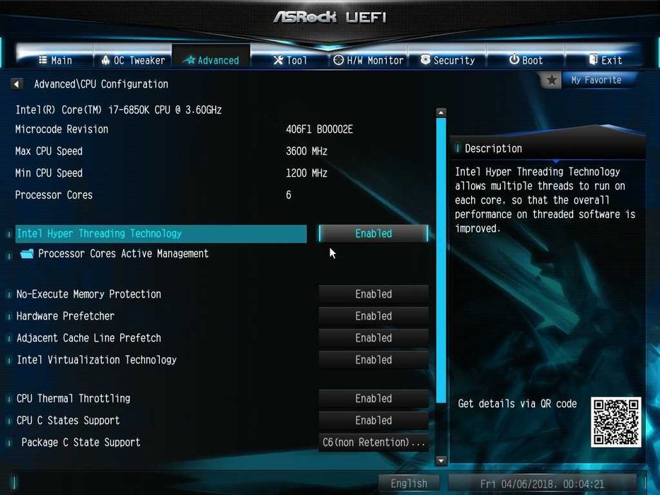 Процесор CPU Intel i7 6850K шест ядрен 4.00GHz 2011-3 X99 DDR4