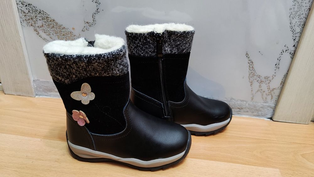 Зимние сапоги детские кожаные с натуральным мехом 27 размер