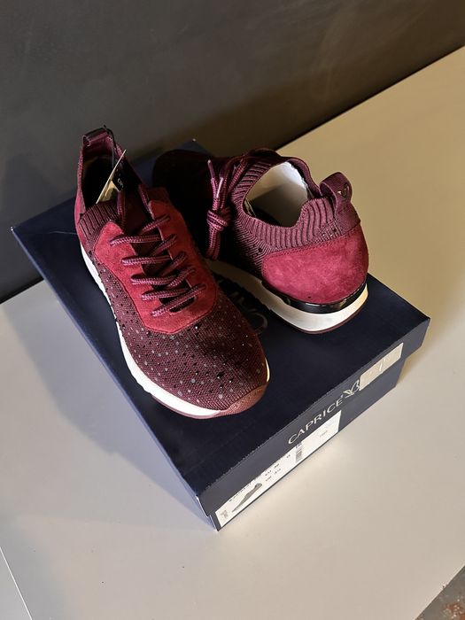 Sneakers piele damă CAPRICE cu strasuri • Mărimea 36 • Noi în cutie