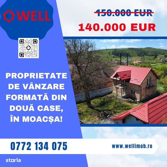 Proprietate de vânzare formată din două case, în Moacșa!