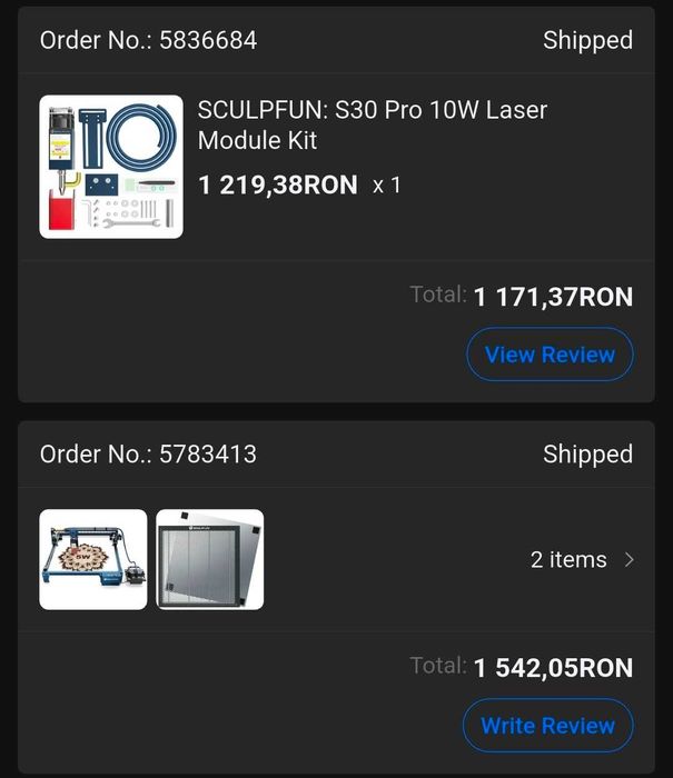 Laser Gravura/Taiere Sculpfun s30