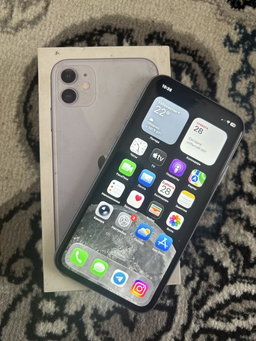 Iphone 11 hammasi radnoy 64gb rangi purple karobka dakument yomkost 76