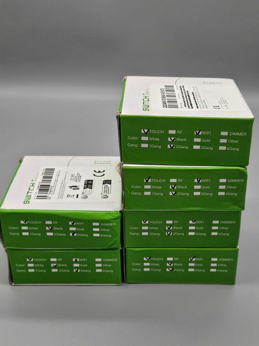 Смарт WiFi Стъклен Тъч Ключ за Осветление – Черен, 2 и 3 канала