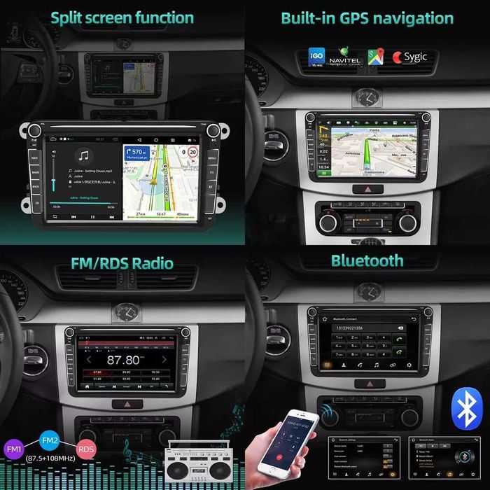 Navigatie 8GB Carplay Skoda Octavia 2 Superb Rapid Leon VW T5 Polo