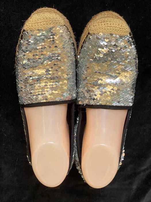 Espadrile paiete argintii talpa sfoara si cauciuc ZARA