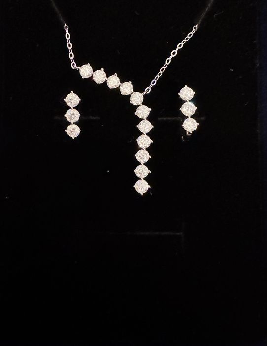1,7ct блясък на диамант -moissanite Колие и обици, сребро s925