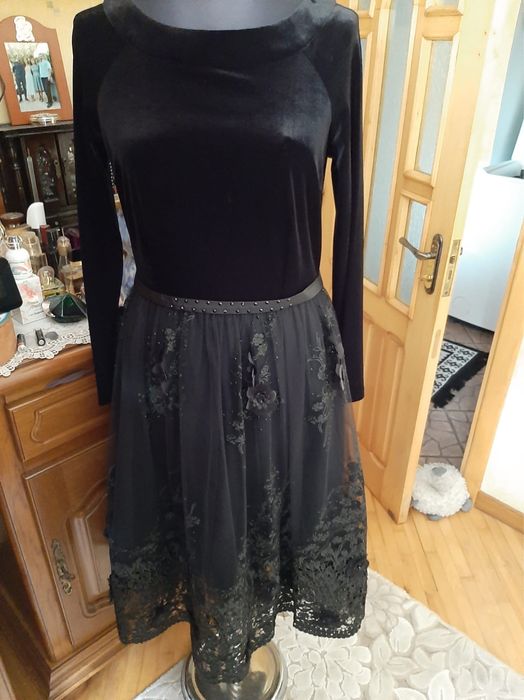 Rochie neagra de ocazie dantela 3D