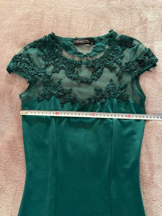 Rochie midi de ocazie Chantall, verde-smarald, noua, nepurtata
