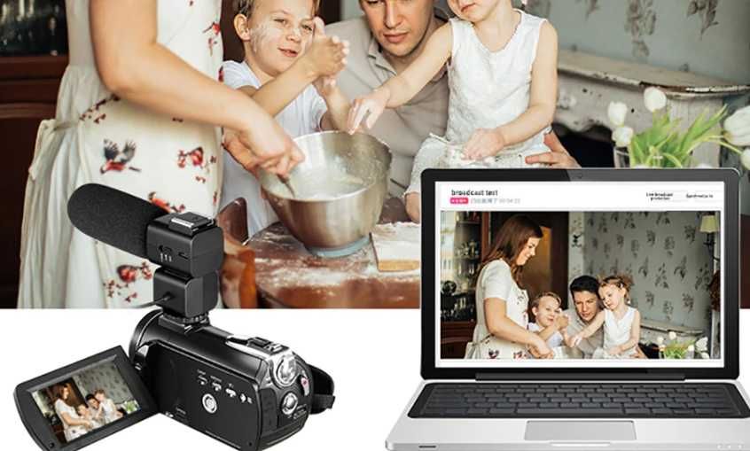 Cameră 4K Ordro AC5 cu zoom optic 12x, WiFi + lentilă macro