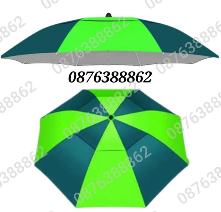 ПРОМО! Плажен чадър с чупещо рамо, УВ защита, калъф, тризъбец 190см.