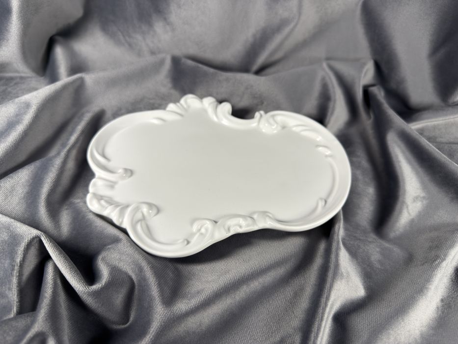 Tăviță decorativă ceramică alb design elegant baroque modern