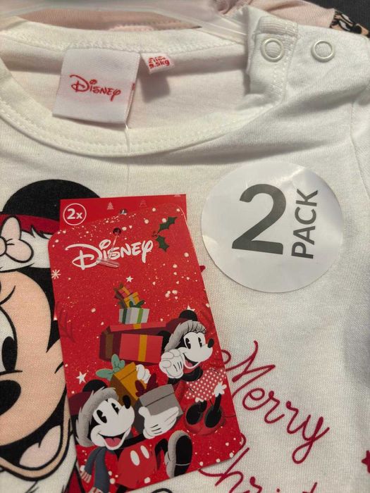 Set 2 body-uri fete/fetite/bebe 74 cm , 6-9 luni, Disney, Crăciun