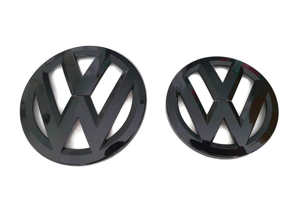 Set 2 Embleme Fata Spate Negru Lucios Volkswagen VW Golf 7 MK7, Glossy