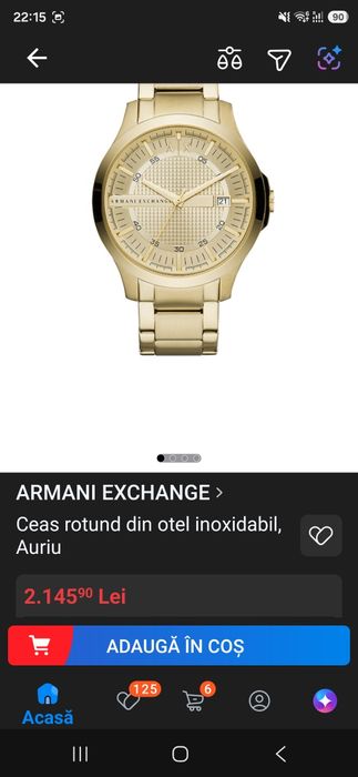 Ceas Armani Exchange auriu barbati