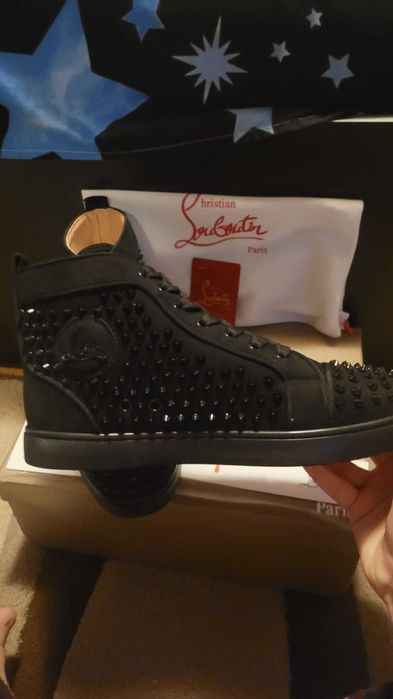 Sneakersi Louboutin High Negri - Calitate Superioara OFERTA