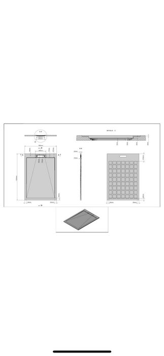 Cadita de dus compozit 130x90 cm, cu strat antiderapant, gri antracit
