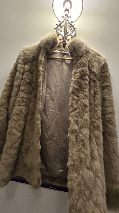 Haină de blană artificială, bej cafeniu, Morgan, mărime 38