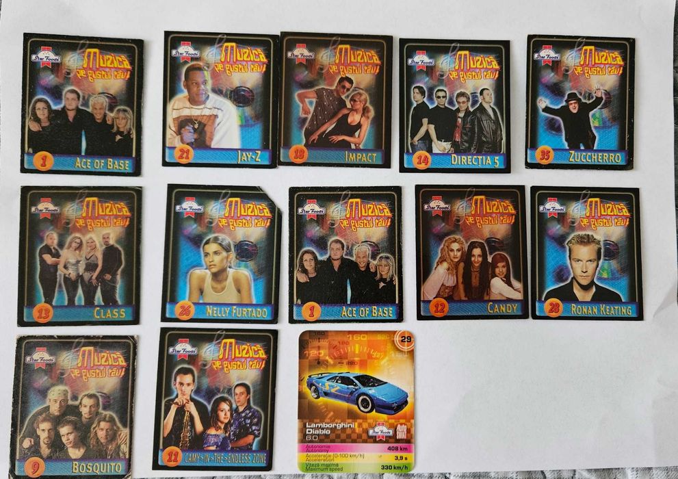 Lot cartonase colectie Star Foods anii 2000 Muzica si Auto