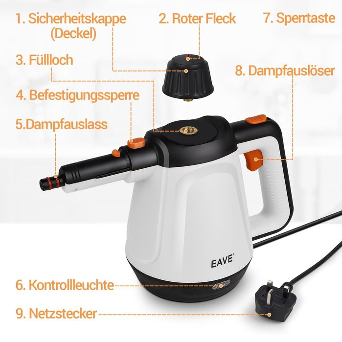 Aparat de curățat cu abur portabil de 1200 W!