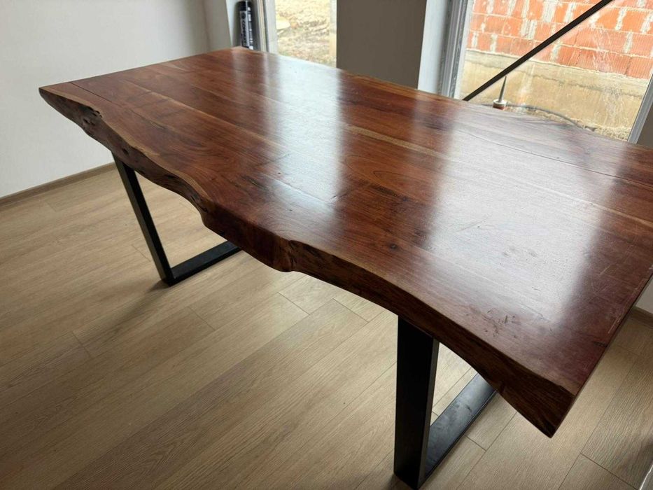 Masă dining din lemn masiv de cer – handmade – 180x90 cm