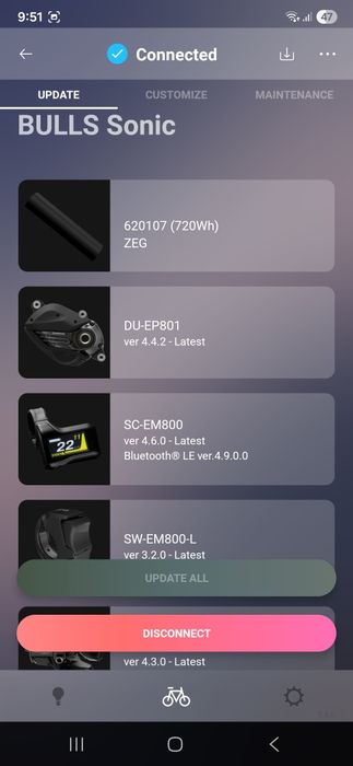 Bicicleta electrica BULLS Sonic 21kg (720wh + Di2)