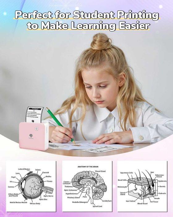 Принтер Phomemo P2S, мини термален принтер за смартфон, Bluetooth