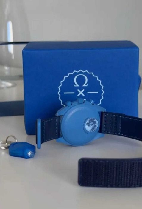 Ceas SWATCH BIOCERAMIC Moonswatch Mission TO THE SUPER BLUE Moonphase