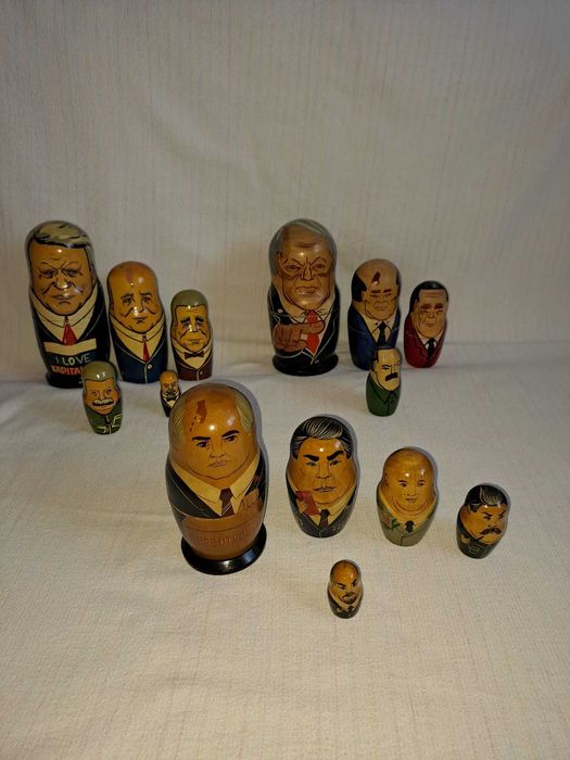 matrioska veche lemn presedinti urss 14,5 - 18,5 cm