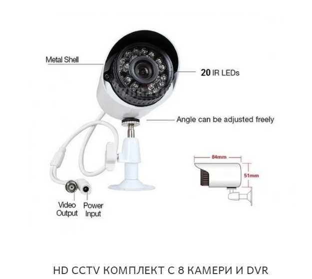 Видеонаблюдение-8 канален DVR с 8 камери FULLAHD, 3G