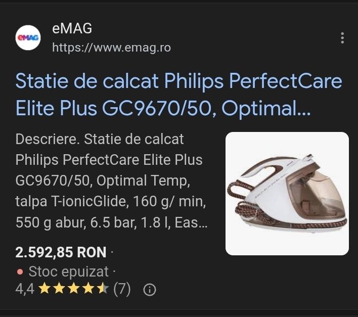 Statie de calcat Philips GC9670/50