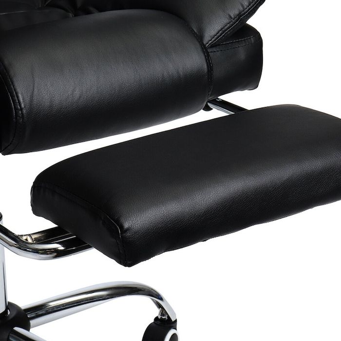 Ергономичен офис стол, функция люлка, поставка за крака, черен