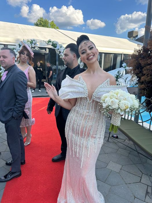 Rochie cununie crem roze