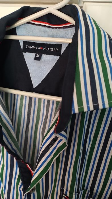 Мъжка риза Tommy Hilfiger, S/M, Къс ръкав, Зелена/Сива