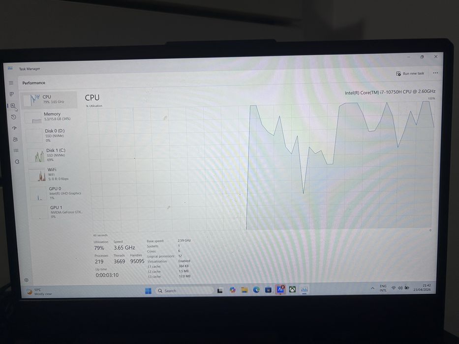 Laptop Gaming ASUS TUF F15 (FX506) i7 / 16GB / GTX 1650 / SSD