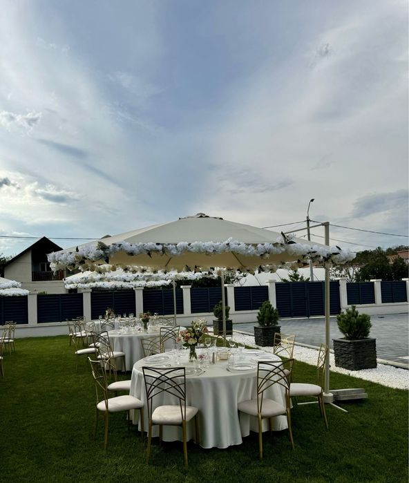 Scaune, mese, umbrele, vesela, corturi, aripi inger de inchiriat!