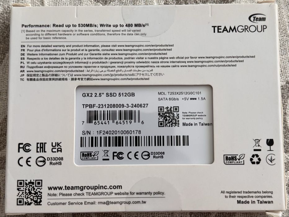 Продается GX2 SSD 512 gb TEAMGROUP
