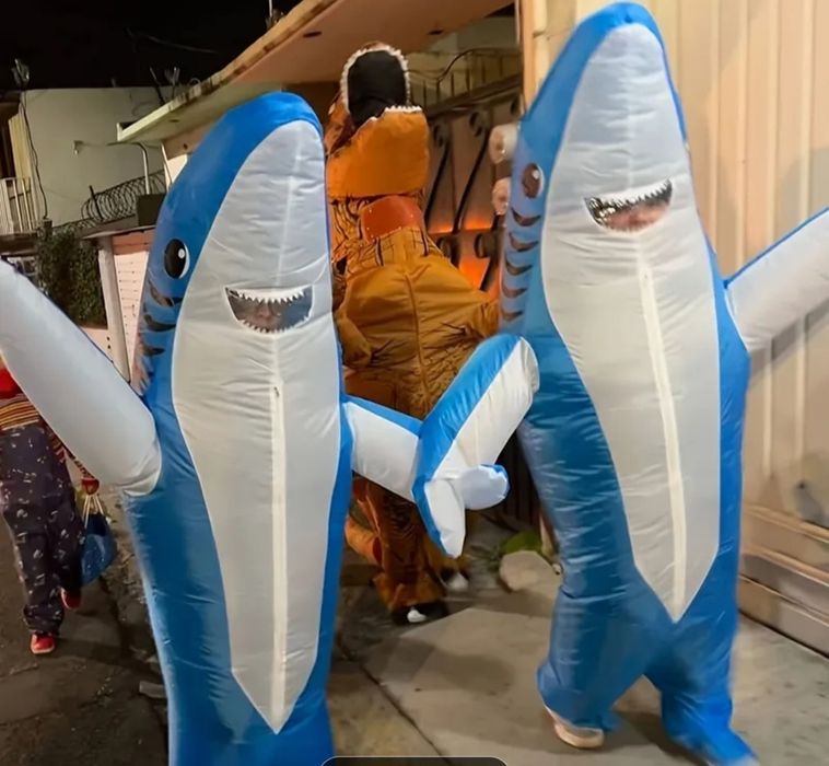 Надувная акула костюм
