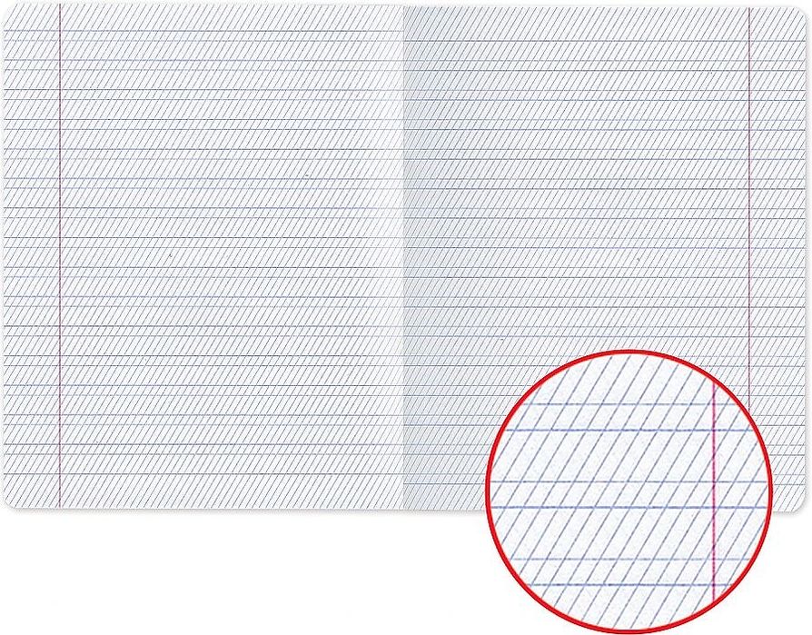 Тетрадь с частой косой линией