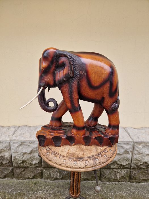 Огромна антикварна колекционерска дървена фигура статуетка