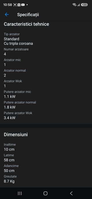 Vand plita cu gaz Samus