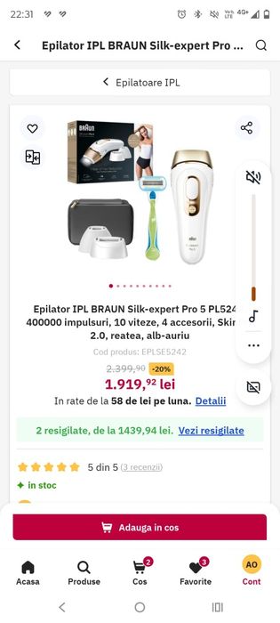 Epilator  IPL BRAUN Silk expert pro 5